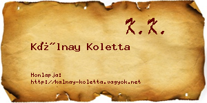 Kálnay Koletta névjegykártya